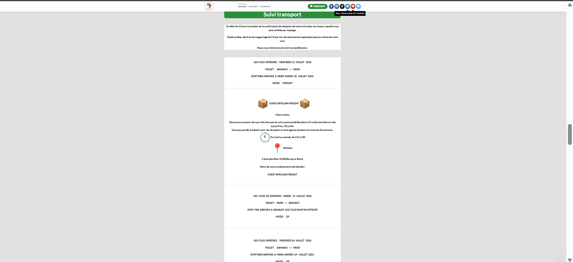 Capture 5 du site Ouest African Freight d'origine