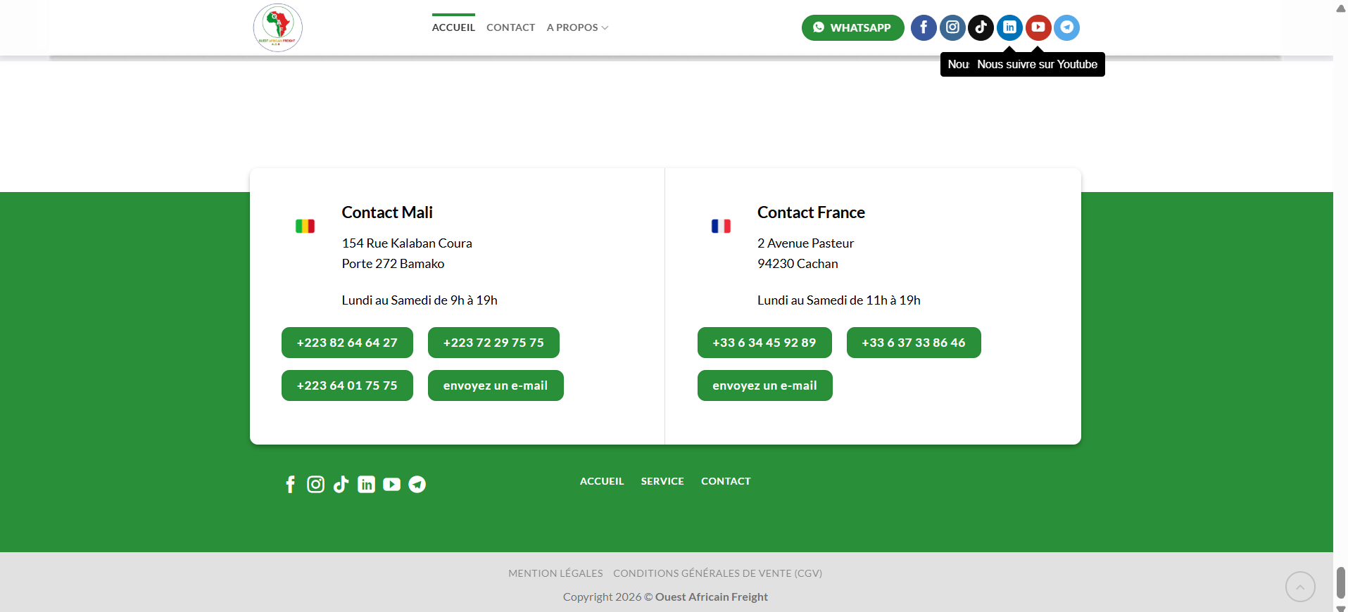 Capture 7 du site Ouest African Freight d'origine